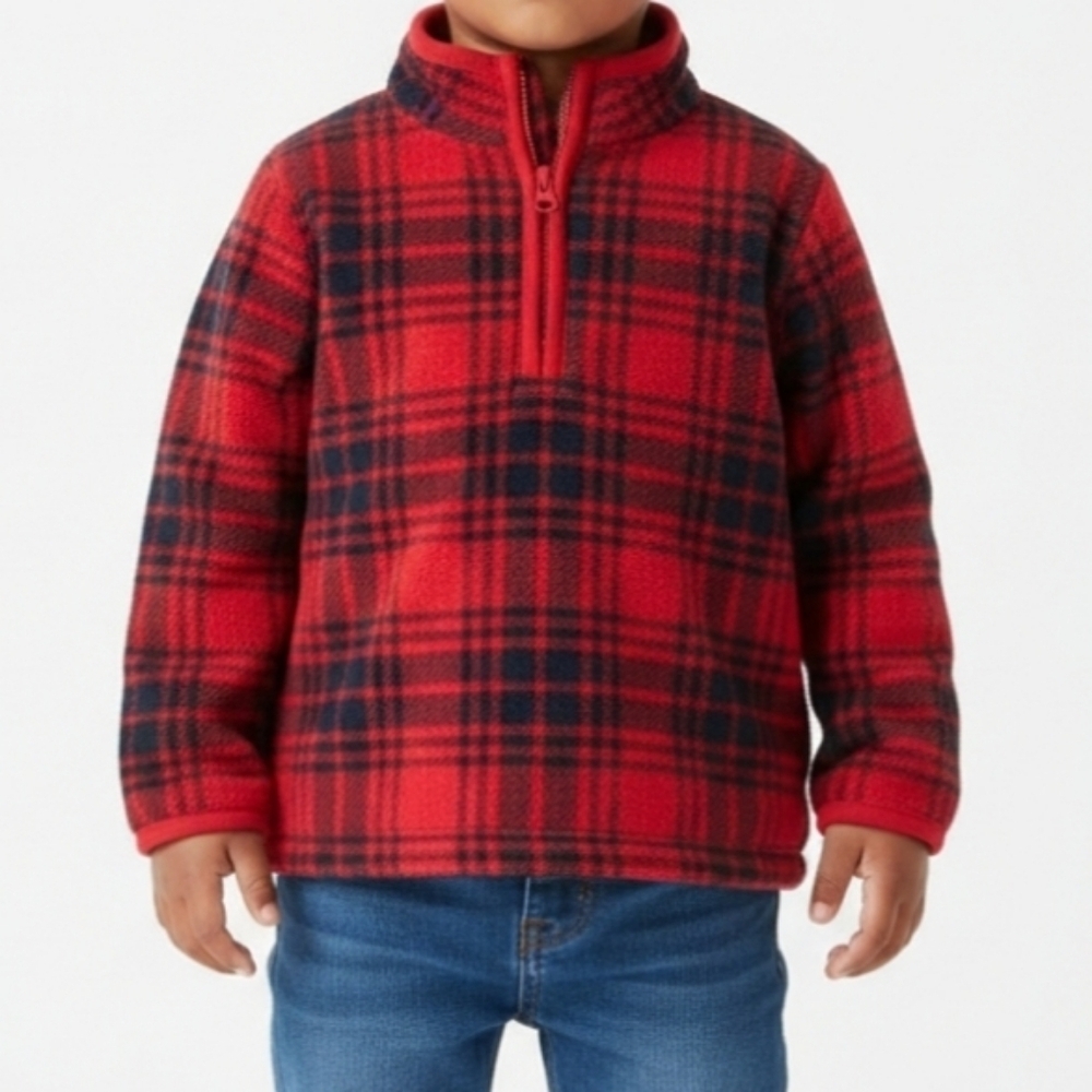 OshKosh B'gosh Boys Quarter Zip Sweater Plaid Size 6